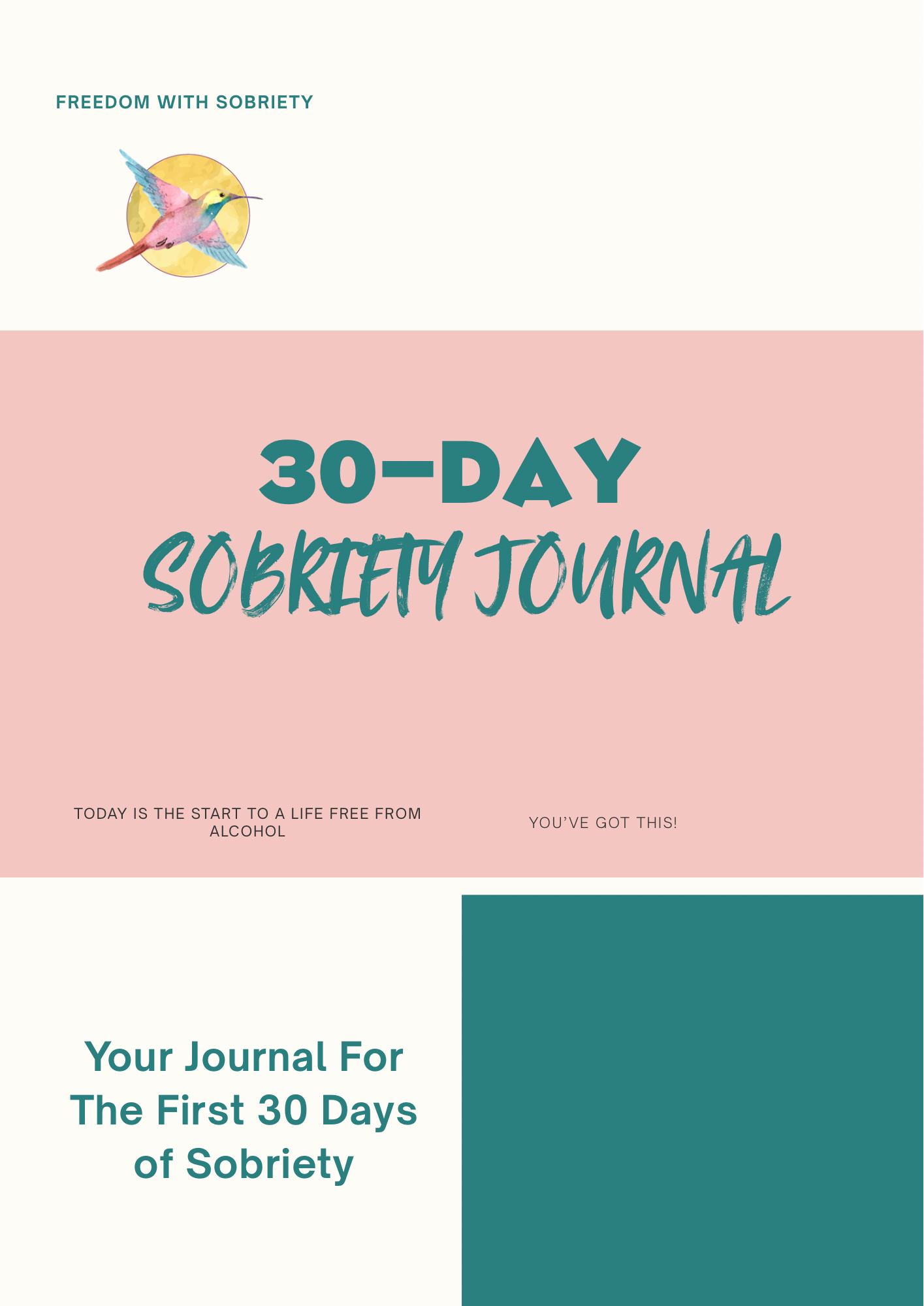 30-Day Sobriety Journal — guided prompts and mood tracker for alcohol-free recovery, by Freedom With Sobriety